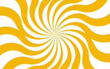 Poster - Abstract dynamic vibrant background with bright yellow and white spiral rays. Sunburst pinwheel design, with sense of movement and energy. Wavy, curved stripes twist with a visual illusion of spinning