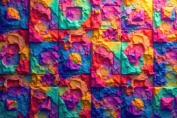Wall Mural - abstract geometric shapes repeating in vibrant colors, stylish, color, artistic