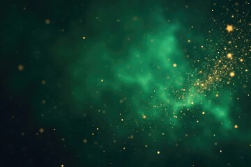 Wall Mural - dark green background with sparkling gold stars, celestial night sky, cosmic dust , dust, shine, sta
