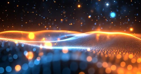 Wall Mural - abstract digital animation featuring a dynamic wave-like structure composed of glowing particles aga