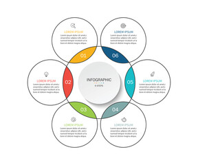 Fototapete - Business visualization infographic circle design template with 6 options, steps or processes. Business presentation.