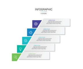 Fototapete - Business infographic template. 5 Step timeline journey. Process diagram, Infographic elements vector illustration.