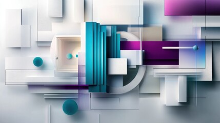 Aufkleber - Abstract geometric shapes in layered colors and forms