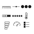 © Влада Яковенко - Pain Scale Icon Set. Outline icon set of pain severity scales: numeric scale bar, VAS slider, smiling-to-crying faces, color