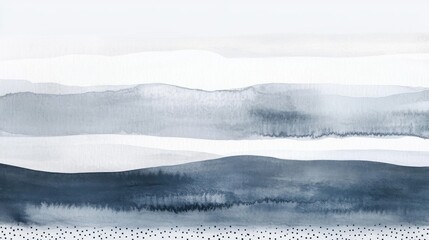 Aufkleber - Abstract painting with blue and gray watercolor bands indoors