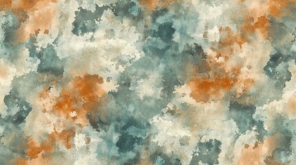 Aufkleber - Calm abstract painting with orange and teal color splotches