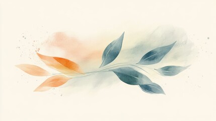 Aufkleber - Watercolor painting of serene orange and teal leaves