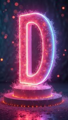 Aufkleber - Illuminated Letter D Neon Sign with Textured Material in Studio
