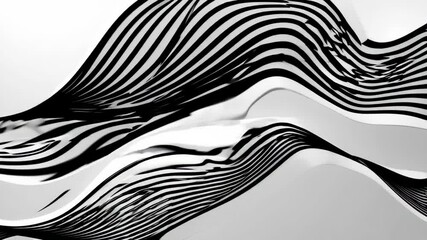 Wall Mural - abstract background with wavy black lines on a white background. the black lines create a flowing, t