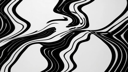 Wall Mural - abstract background with wavy black lines on a white background. the black lines create a flowing, t