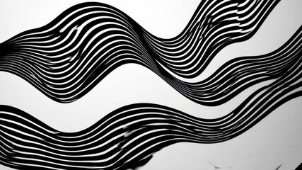Wall Mural - abstract background with wavy black lines on a white background. the black lines create a flowing, t