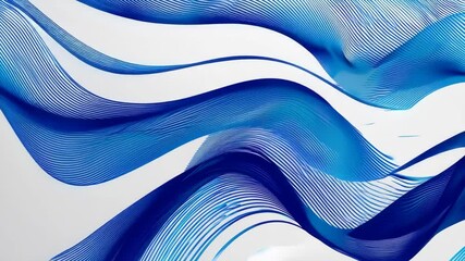 Wall Mural - abstract background with wavy blue lines on a white background. the blue lines create a flowing, tex