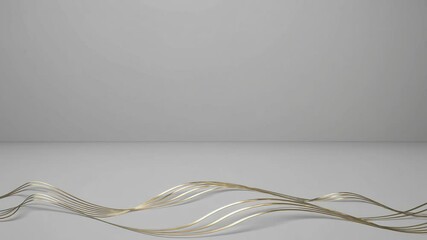 Wall Mural - abstract background with wavy gold lines on a white background. the gold lines create a flowing, tex