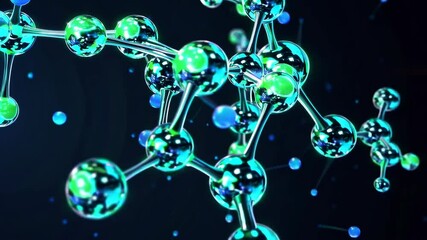Wall Mural - abstract visualization of glowing molecular structures, atoms bonding dynamically to form complex ch