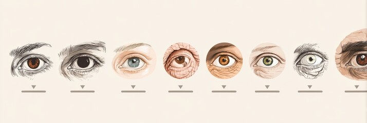 Poster - Evolution of Human Eye Appearance From Childhood to Old Age Shown in an Infographic Layout