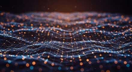 abstract neural network connections in a glowing digital mesh
