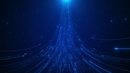Data sorting. Abstract digital background. Big data visualization. 4k animation. Abstract Technology Background. Binary data and streaming code. 3d animation digital data wave with glowing particles