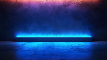 Wall Mural - a sleek ultramodern progress bar with soft blue lighting against a dark minimalist background long t