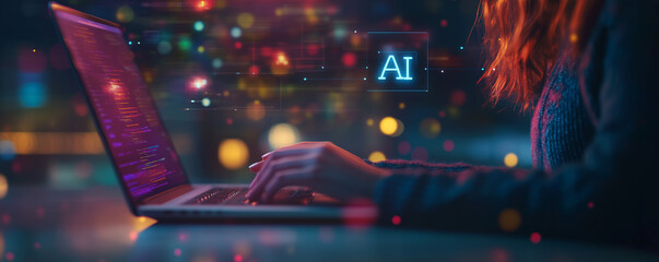 Person using a laptop Ai concept