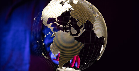 Poster - High-quality stock photo of a digital globe, representing global connectivity and communication.