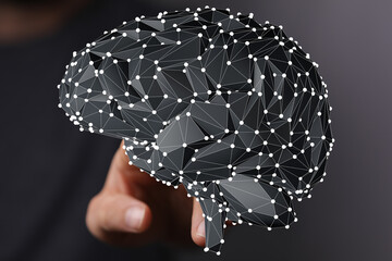 Aufkleber - 3D model of a brain,AI, neural network, intelligence, technology concept.