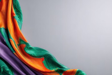 Wall Mural - colorful silk fabric draping gracefully with vibrant patterns in a minimalist setting