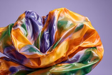 Wall Mural - vibrant multicolored fabric arranged beautifully against a purple background