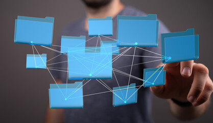 Aufkleber - Concept image showing interconnected digital files, illustrating data sharing, collaboration, and network storage.