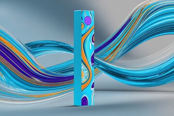 Wall Mural - abstract design featuring blue and orange swirls emphasizing creativity and modern art concepts
