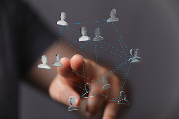 Aufkleber - Visual representation of a global network, showing interconnected people and communication.