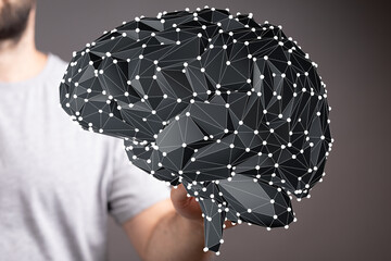 Aufkleber - Abstract brain visualization.  Network, AI, technology, connection,  data, innovation.