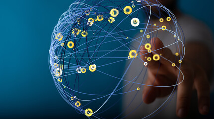 Leinwandbilder - Abstract image of a global network, representing connection, communication, and technology.