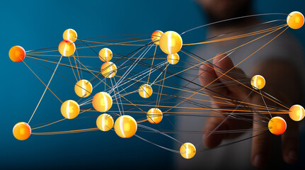 Fototapete - Abstract image of a network connection, representing global communication and data flow.