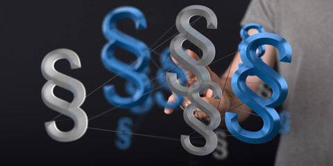 Aufkleber - Abstract image of interconnected paragraph symbols, representing legal networks, collaboration, or regulations.