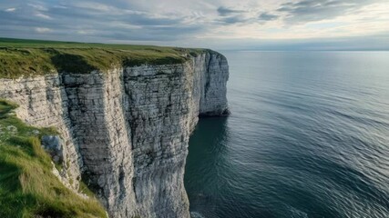 Wall Mural - A scenic view of the ocean from the top of a cliff, perfect for use in travel or nature-themed projects.