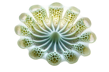 Poster - Intricate, biomorphic design resembling a flower or sea creature, with a porous, textured surface. background removed