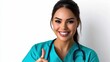 © Napak - Confident female doctor giving thumbs up healthcare professional portrait