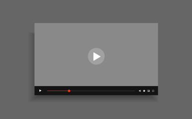 Poster - Social media video player screen template, mobile video player. Video player mockup, app, ui ux. Channel interface. Social media concept. Play button icon