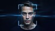 © GS-Studio - Man face with facial recognition grid. Biometric identification concept.