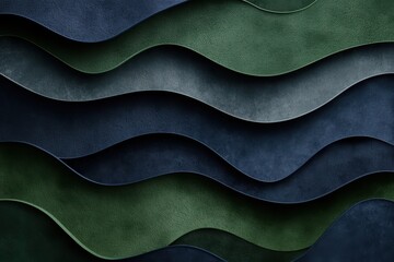 Wall Mural - textured waves of dark green and blue tones on a seamless background
