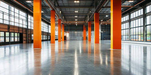 Poster - Spacious modern factory interior highlights efficiency Generative AI