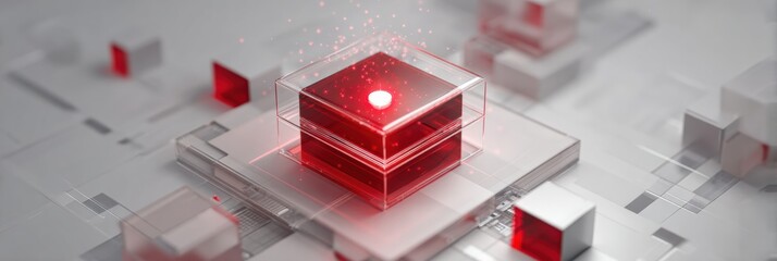 Poster - 3D Animation of a Protective Security Layer Combating a Red Phishing Virus in a Futuristic Digital Environment