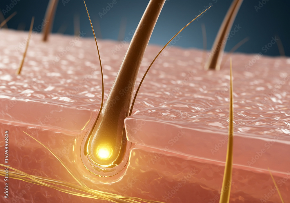 Skin Root Microscopic Hair Follicle Skin Detail Showing Hair Growth and Root ...