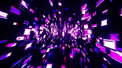 Wall Mural - dark abstract background with glowing purple and pink tiles
