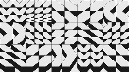 Aufkleber - Abstract modern composition in brutalism style, Postmodern geometric ornament with simple shapes in monochrome colors, bold aesthetic, volumetric isometric pattern formed from brutal elements