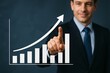 ©  S u n n y B u n n y - A Confident Businessman Demonstrating Growth Through Data Visualization On A Modern Background, Highlighting Trends and Success in Corporate Environment