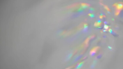 Wall Mural - dreamy holographic rainbow light refraction texture overlay with abstract soft bokeh effect on a whi