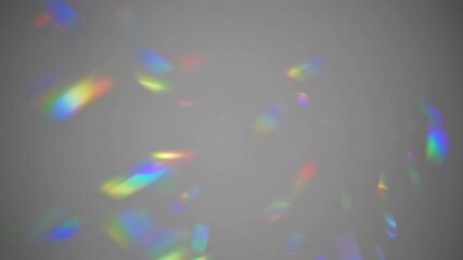 Wall Mural - dreamy holographic rainbow light refraction texture overlay with abstract soft bokeh effect on a whi