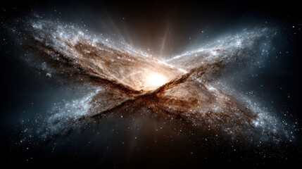 Wall Mural - two magnificent galaxies engage in a breathtaking cosmic collision in deep space, showcasing stunnin