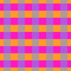 Wall Mural - checkered pattern in magenta, lilac and orange tones. seamless bright abstract print for fabric.